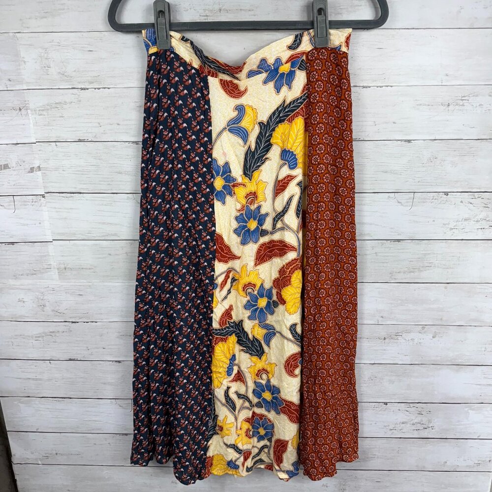 Daniel Rainn Floral Patchwork Maxi Skirt